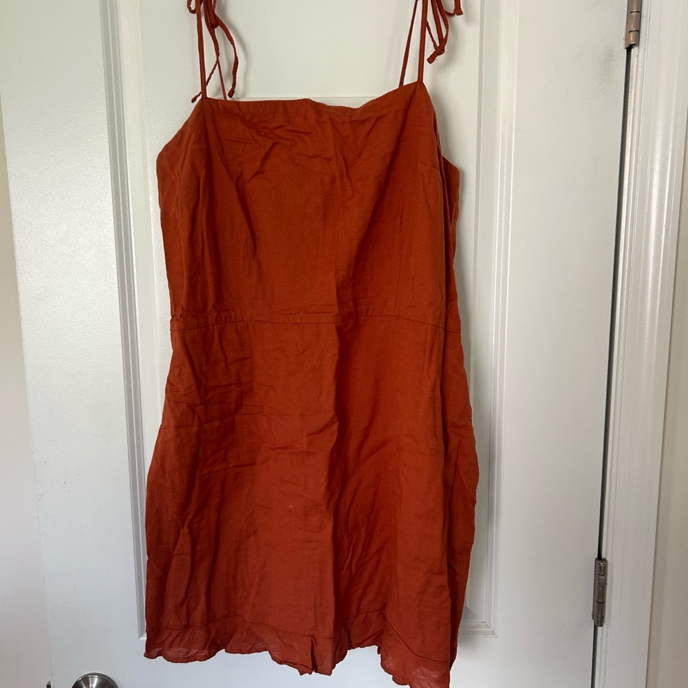 Abercrombie & Fitch Brown Orange Spaghetti Strap Mini Sundress